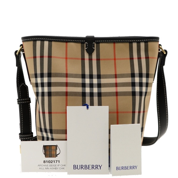 Burberry Ashby Bucket Bag Archive Beige House Check Canvas New - Picture 4 of 7